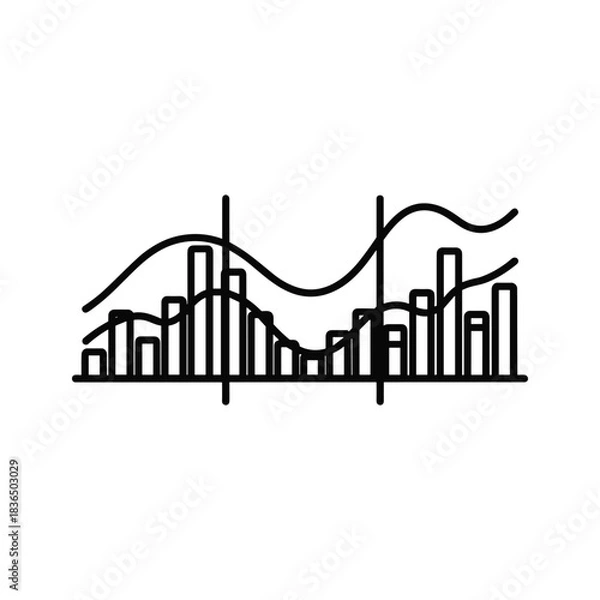 Fototapeta Bar Chart and Line Graph Data Visualization Icon