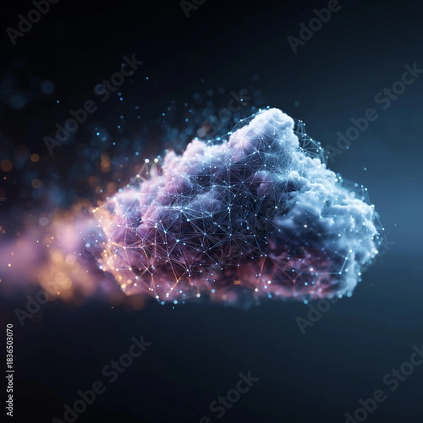 Fototapeta Cloud computing transfer big data on internet. futuristic digital technology .Generative AI