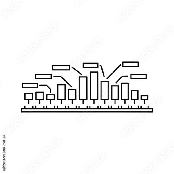 Fototapeta Minimalist Financial Candlestick Chart with Data Labels Icon