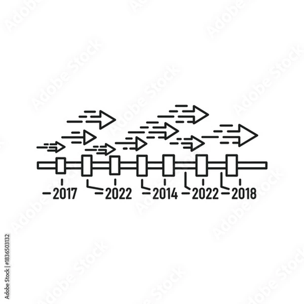 Fototapeta Dynamic Timeline with Progress Arrows and Non-Sequential Historical Markers