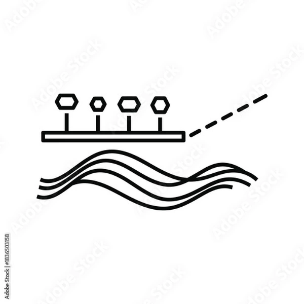 Fototapeta Marine Navigation Buoys with Directional Path Line Icon