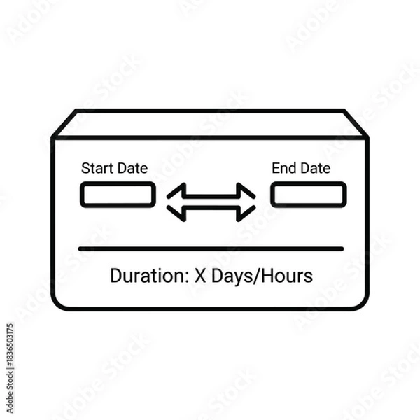 Fototapeta Start and End Date Duration Calculation Outline Icon