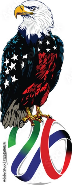 Fototapeta Eagle with American flag design 2026