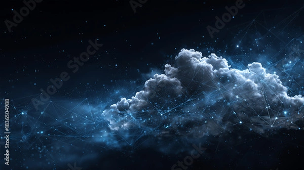 Fototapeta Cloud computing transfer big data on internet. futuristic digital technology .Generative AI