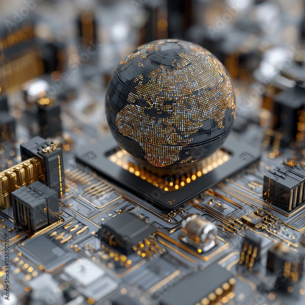 Fototapeta Computer Logic Circuit Board World Logic Day Concept 