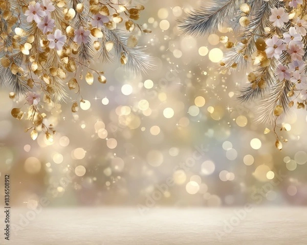 Fototapeta Elegant floral background with soft bokeh lights.