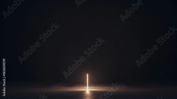 Obraz Stunning minimalist glow stick in dark space with mist ideal for technology branding, futuristic design, and modern abstract concepts