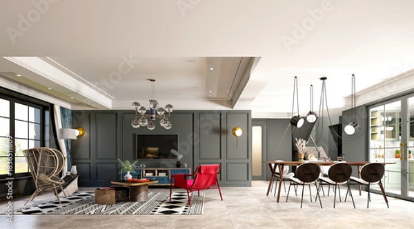 Obraz 3d render modern living room interior