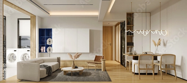 Obraz 3d render modern living room interior