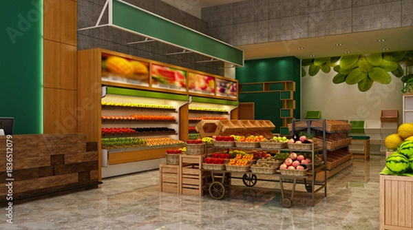 Obraz 3d render grocery supermarket store