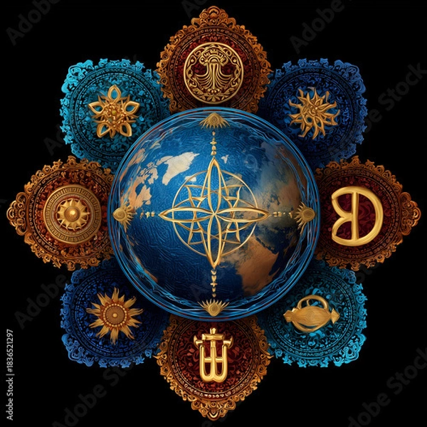 Fototapeta Multifaith Unity Circle World Religion Day Graphic