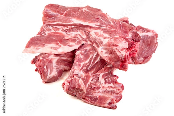 Obraz Raw Pork Meat Chops, isolated on white background