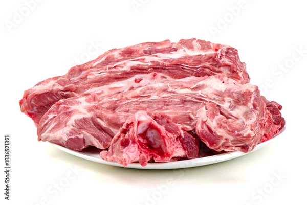 Obraz Raw Pork Ribs on White, isolated on white background
