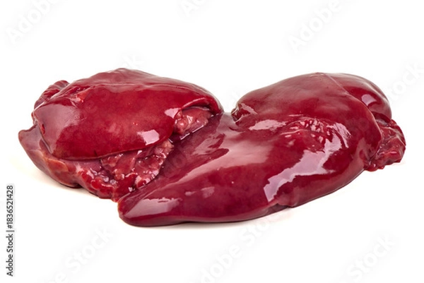 Obraz Raw Chicken Liver, isolated on white background