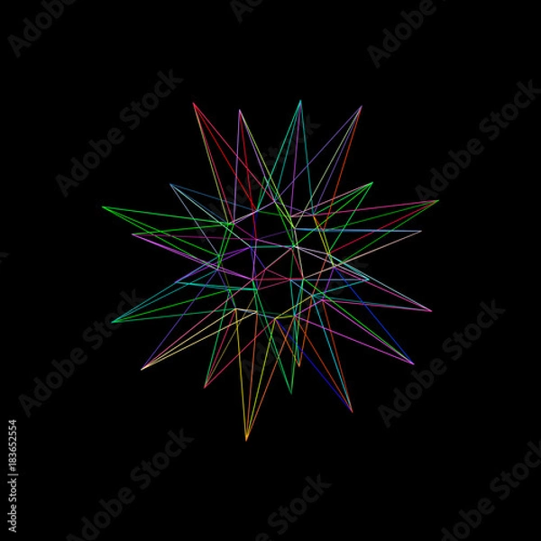 Fototapeta Abstract star.3d framework sphere from lines. Vector outline illustration.