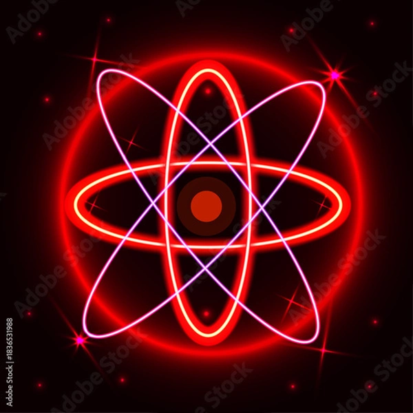 Obraz atom symbol on black background