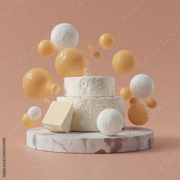 Fototapeta Minimalist Quark Cheese Composition World Quark Day 