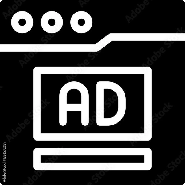 Obraz Advertisement Web Popup Banner Silhouette Style Vector Icon