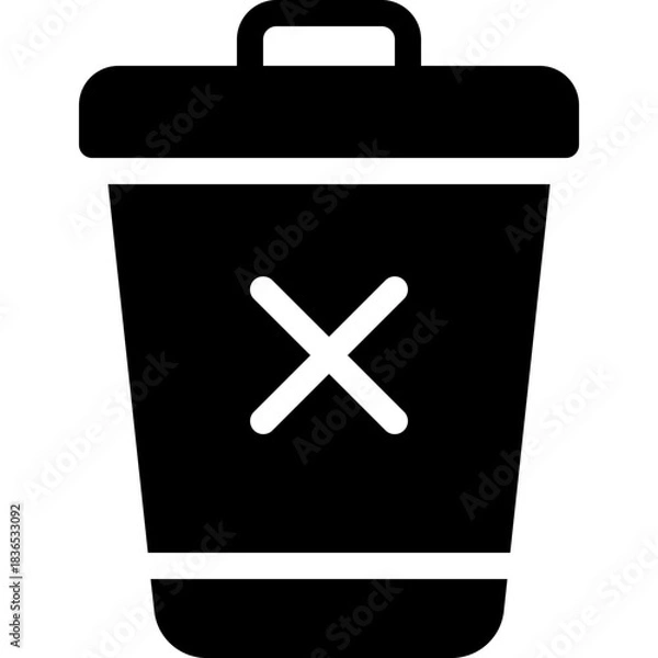Obraz Trash Bin Delete Waste Silhouette Style Vector Icon