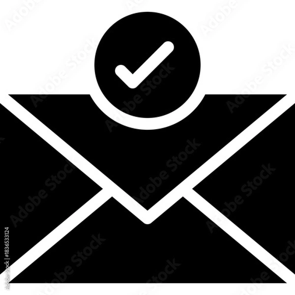 Obraz Verified Email Message Silhouette Style Vector Icon