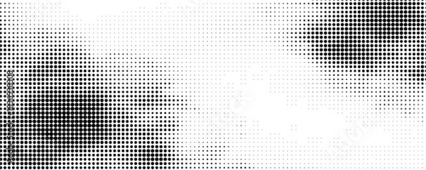 Obraz Halftone gradient. Dotted gradient, smooth dots spraying and halftones dot background seamless horizontal geometric pattern vector template set