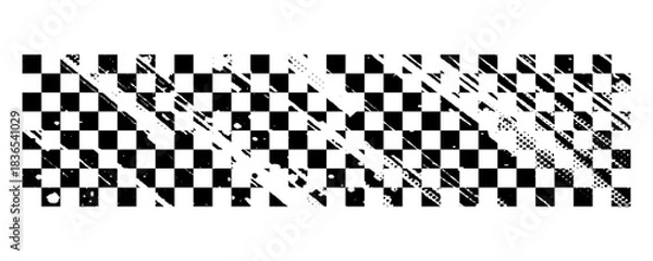 Obraz Black and white checkered rectangular frame. Square racing checkerboard pattern. Chessboard geometric pattern. Rally checkerboard pattern. Finish racing frame. Vector illustration on white background