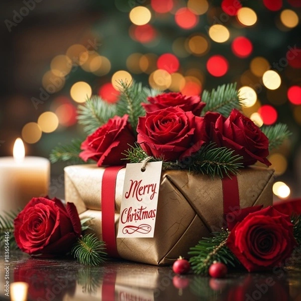 Obraz merry christmas gift box 