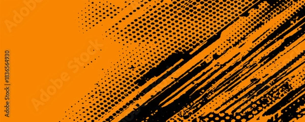 Obraz orange black brush Car sticker wrap pattern banner abstract sporty lines black orange color combination grunge brush modern pattern racing motorsport vector design.
