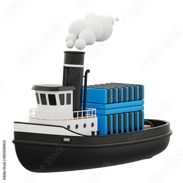 Fototapeta Tugboat isolated on transparent background