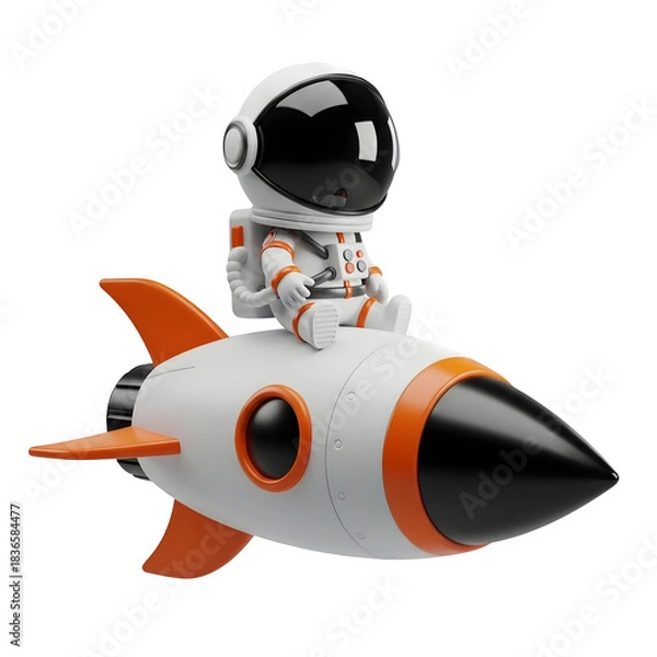 Fototapeta Astronaut on rocket isolated on transparent background