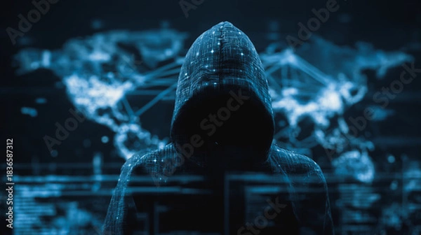 Obraz Hacker are planning to hack and attack networks and cyber security , innovative Smart city and graphs with statistics to analyze business potential and predict future developments in company growth.