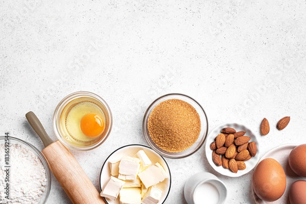 Obraz Baking background with baking ingredients