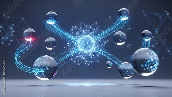 Fototapeta Digital Sphere Network Connection Abstract Visualization for Futuristic Data Analysis