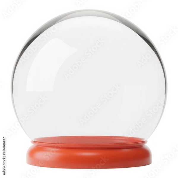 Fototapeta 3d Empty snow glass ball with red tray 

