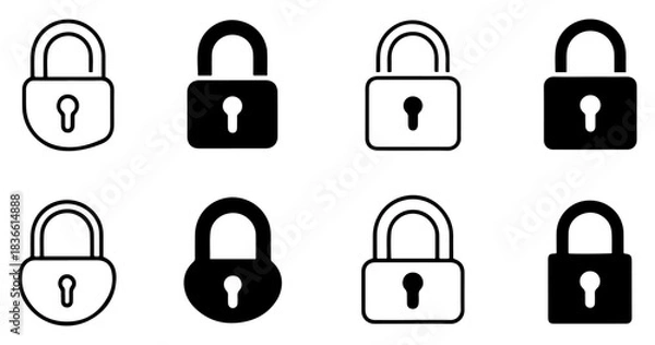 Obraz lock security padlock icon set