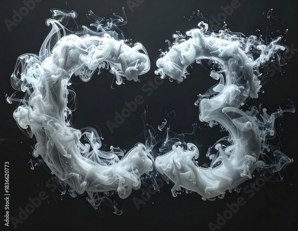 Obraz Two swirling shapes of white, ethereal substance on a dark background
