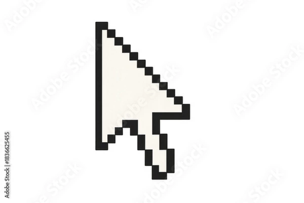 Obraz Pixel art mouse cursor symbol navigating user interface, indicating selection, click, and computer interaction on transparent background