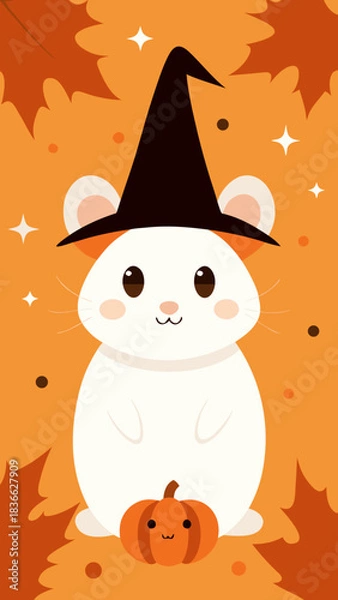 Obraz halloween pumpkin with witch hat