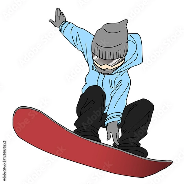 Fototapeta スノボでジャンプする男性