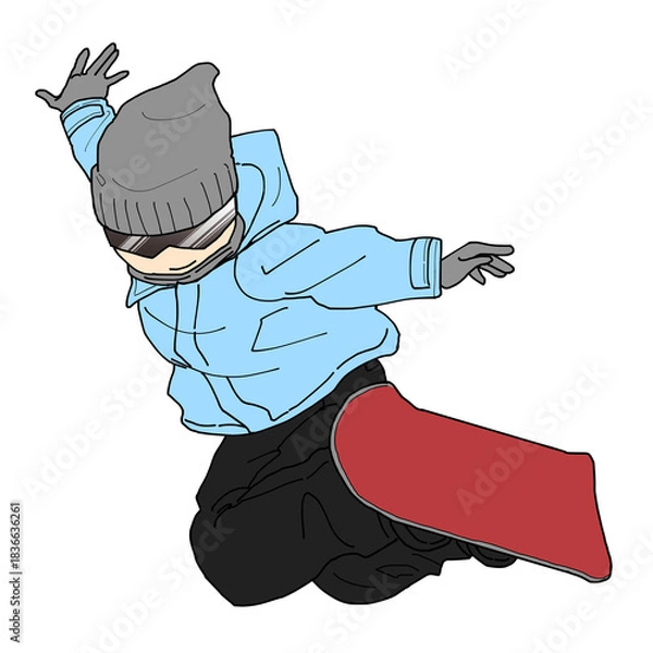 Fototapeta スノボで大技を決める男性