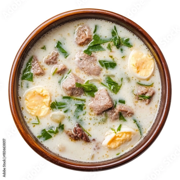 Obraz Milk and egg soup called Changua isolated on transparent background