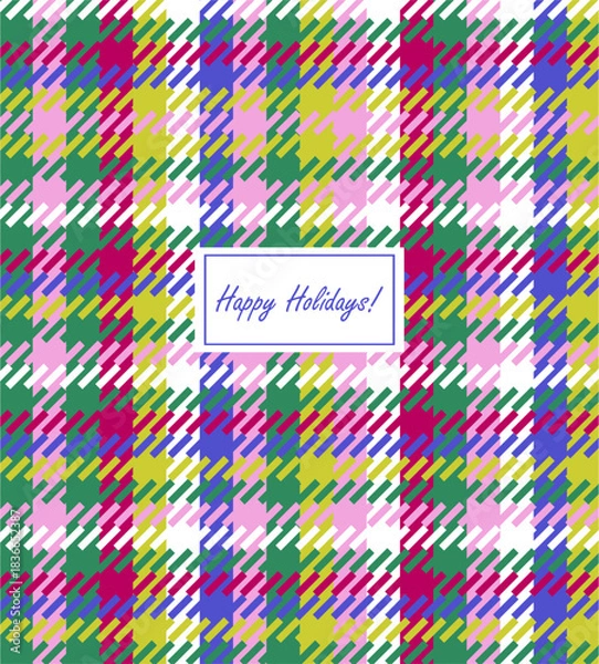 Obraz Happy holidays card with checkered pattern