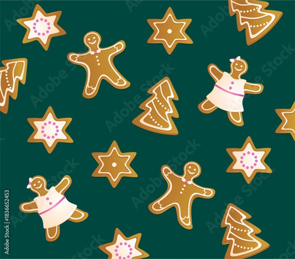Obraz Christmas cookies pattern