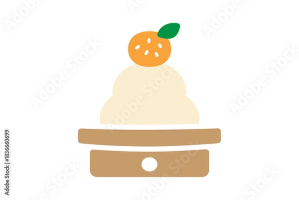 Fototapeta かわいいシンプルな鏡餅のイラスト素材