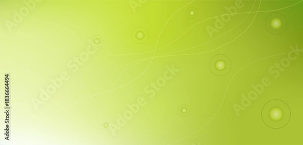 Obraz Green abstract background with soft gradient, flowing curves and glowing circles for poster design templates, presentations, and eco nature themes. Vector illustration
