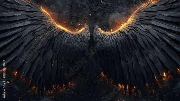 Obraz fire burning bird wings texture background, eagle, fly, flame