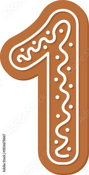 Obraz number 1 gingerbread cookie, one decorated biscuit