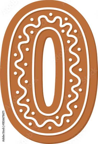 Obraz zero gingerbread cookie, 0 decorated design element