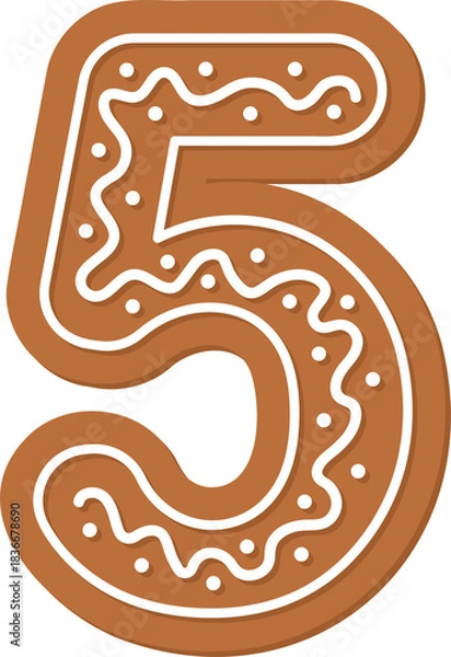 Obraz number 5 gingerbread cookie, five symbol decorated biscuit