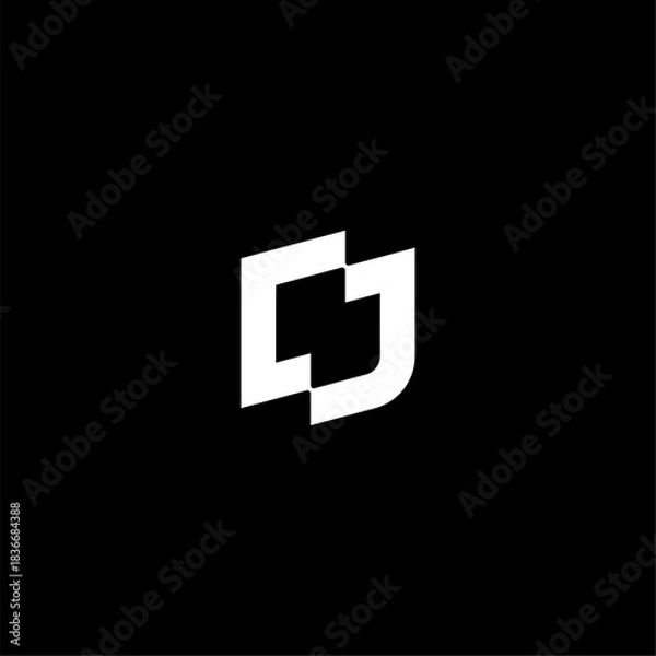 Fototapeta Monogram Letter CJ and rectangle logo concept vector icon